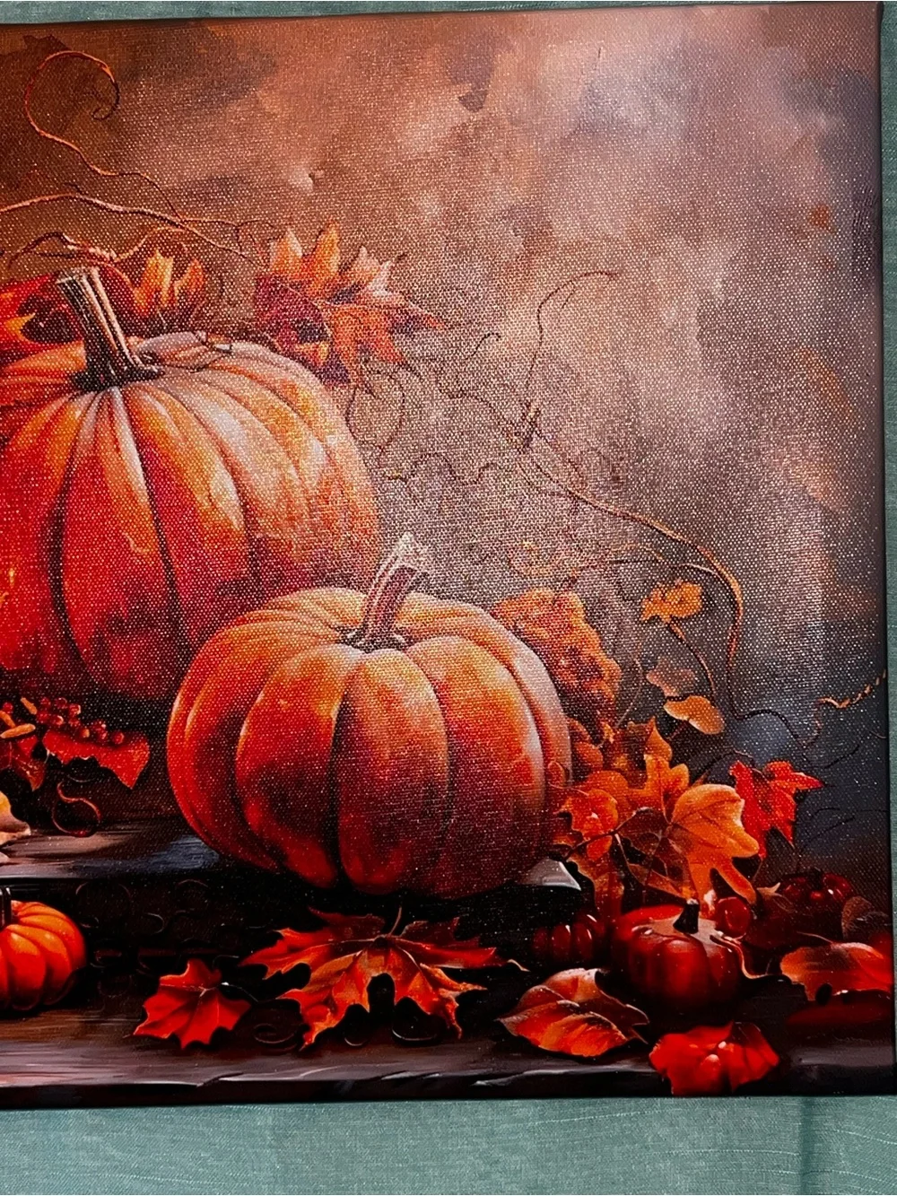 Autumn Pumpkin Lantern Wall Art - Orange Canvas Print 15.5”W x 12”H